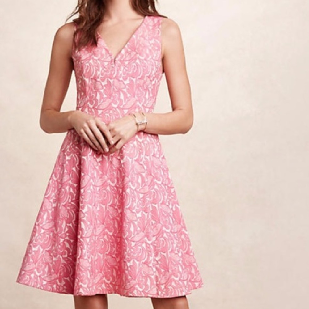 Anthropologie Maeve Claribel Dress Pink Floral 8